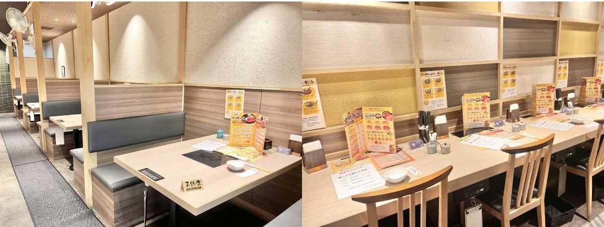 店内はテーブル席の他、一人でも利用しやすいカウンター席もあります