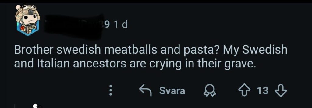 このユーザーは、私たちがミートボール入りパスタを頻繁に食べているのを見たらパニックになるでしょう