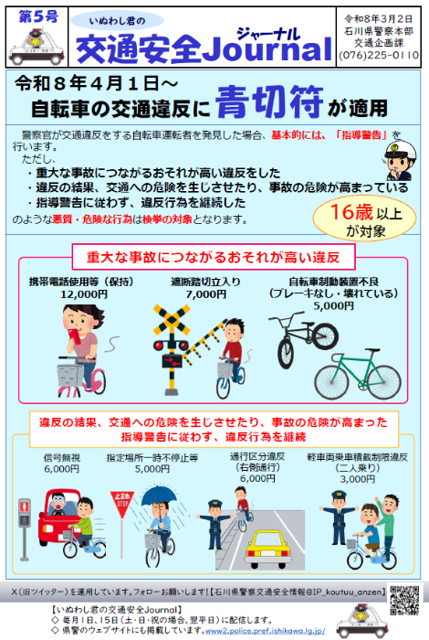 交通安全ジャーナル(第5号:自転車青切符)