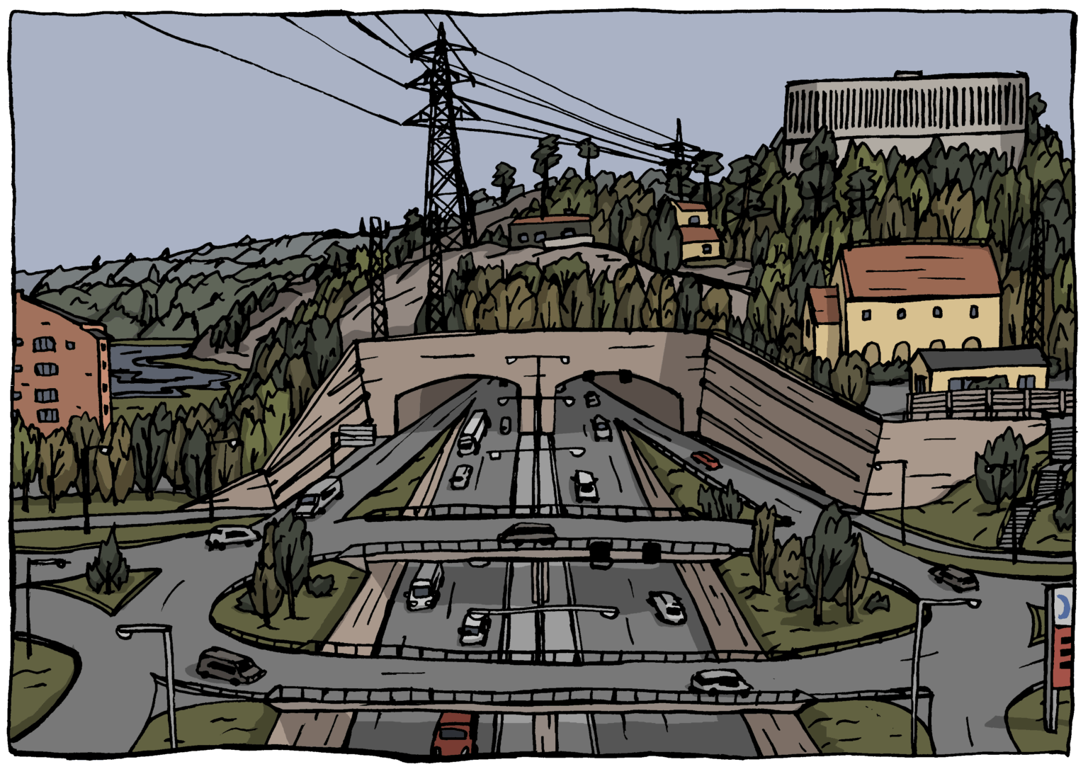 08エリアのトンネル坑口と循環エリアを描画