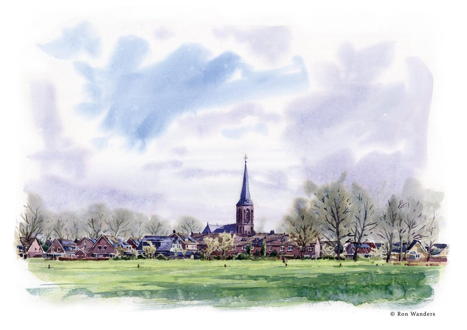 オーファーアイセル州ヘーテンの水彩画