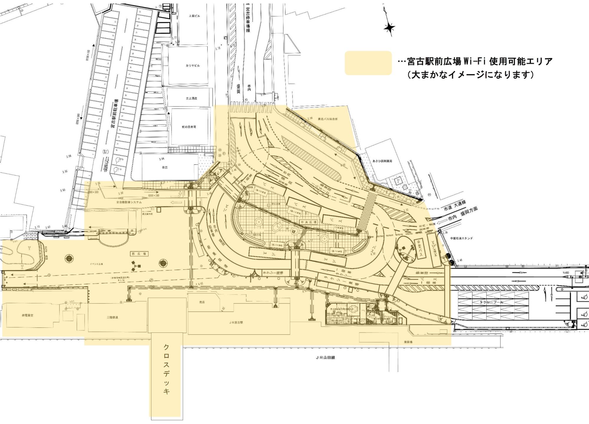宮古駅前フリーWi-Fiエリア図
