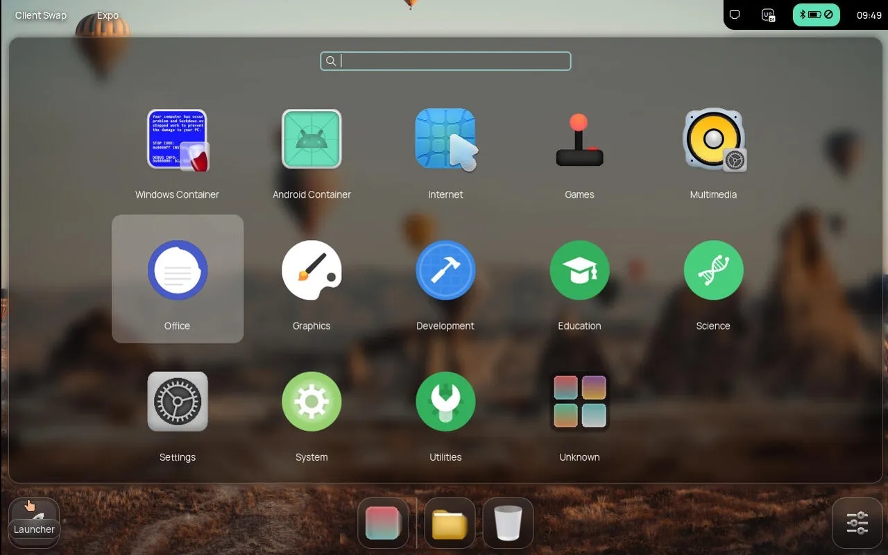 「NebiOS」のアプリランチャーは「GNOME」を連想させる（提供：Jack Wallen/ZDNET）