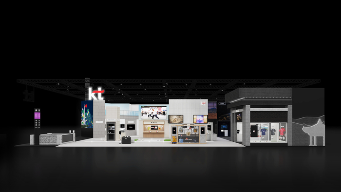KTが2日(現地時間)から5日までスペインのバルセロナで開かれるMWC26に参加し、大韓民国のAI·インフラ革新技術を知らせる。 写真はMWC26KTブース鳥瞰図。 <写真=KT>