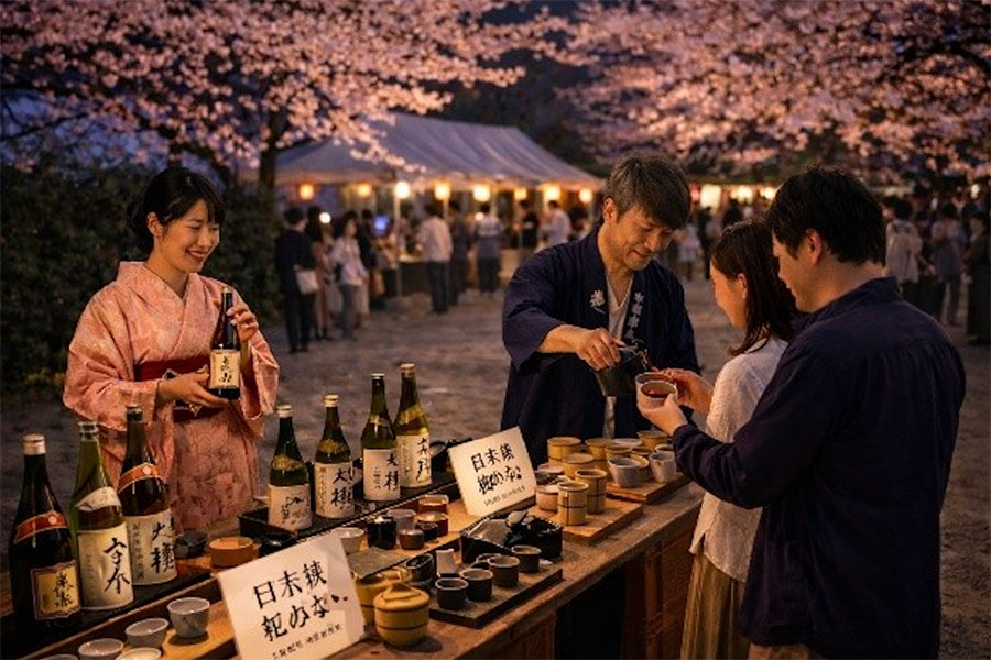 「扇町桜まつり」（4月3日〜、場所：扇町公園）の日本酒BARのイメージ