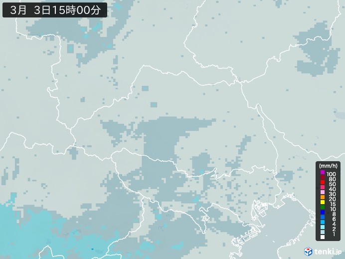 埼玉県の雨雲レーダー(2026年03月03日)
