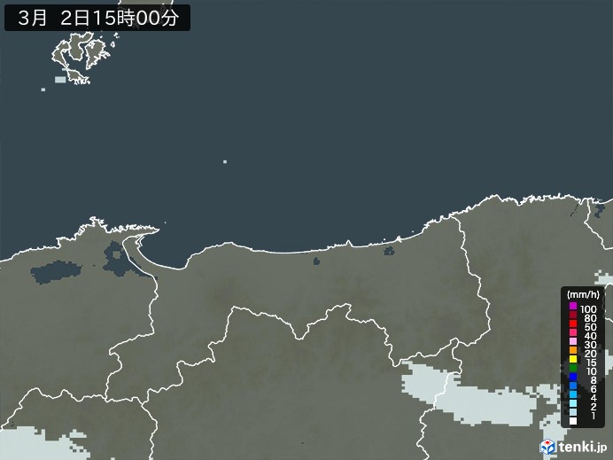 鳥取県の過去の雨雲レーダー(2026年03月02日) – 日本気象協会 tenki.jp 鳥取県の雨雲レーダー(2026年03月02日)