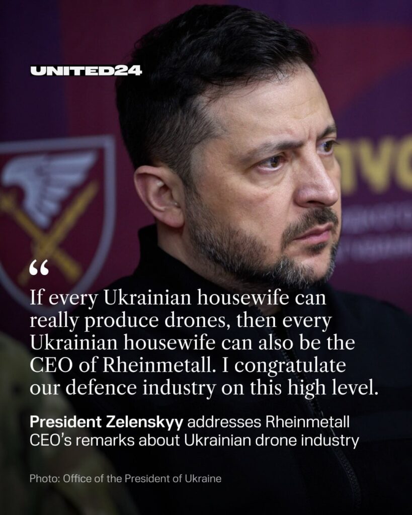 ラインメタルCEOがウクライナのドローンを「厨房で作られたもの」と否定したことを受けてゼレンスキー大統領が反応