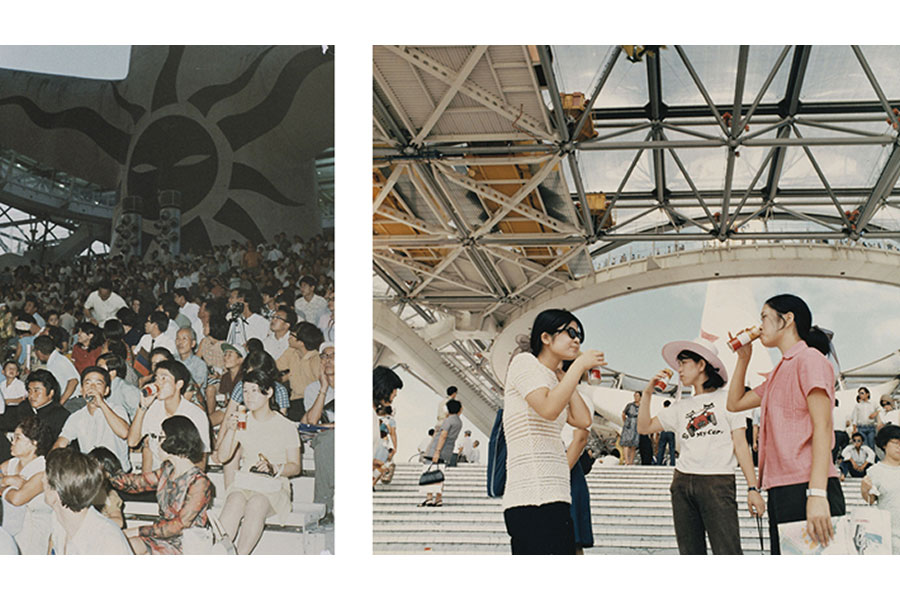 1970年大阪万博会場内で「UCCコーヒーミルク入り（当時の製品名）」が飲まれる様子