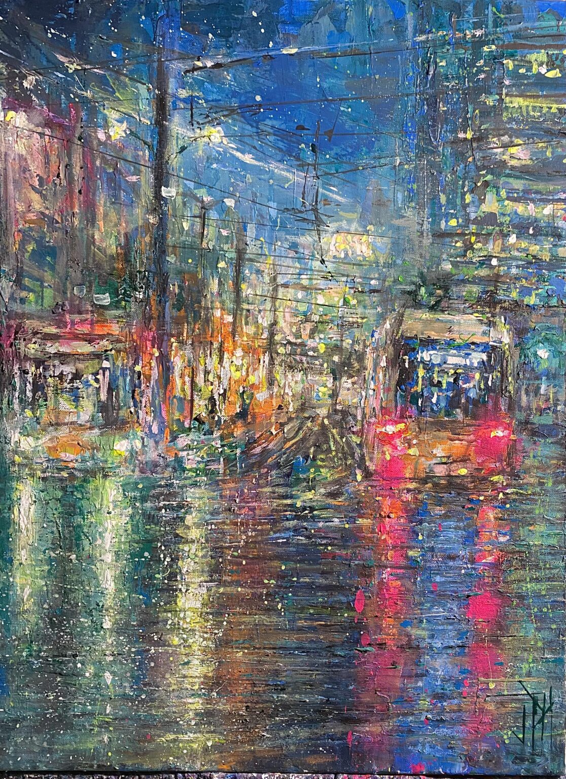 ベルリンのトラム停留所を描いた絵です。