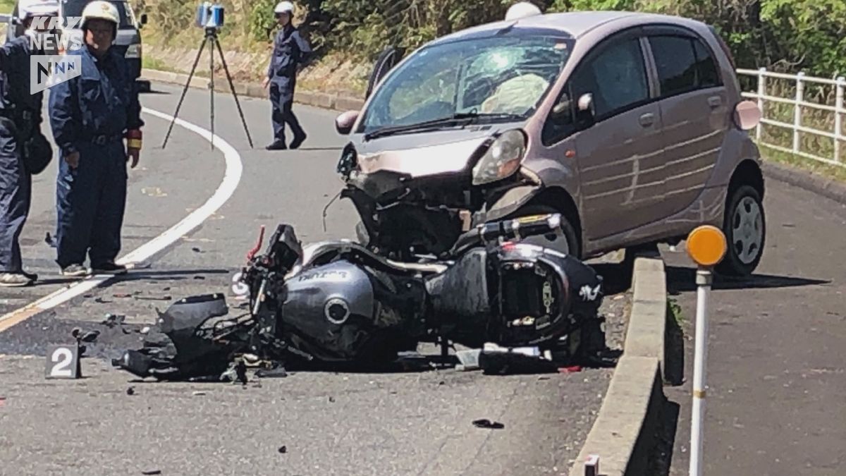 下関市の広域農道で大型バイクと軽乗用車が正面衝突 大型バイクを運転していた58歳の男性が死亡
