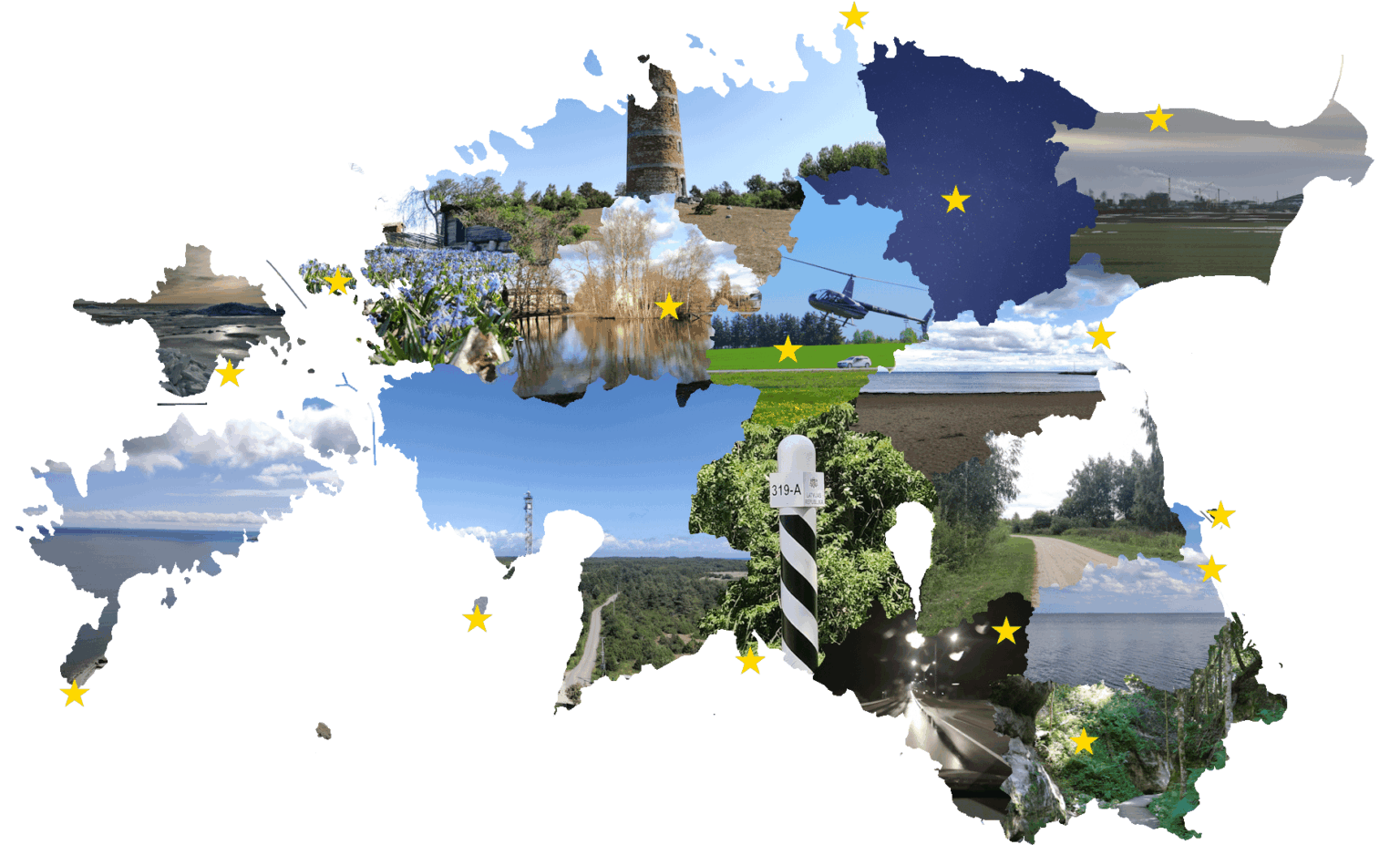 エストニアの各郡で撮った写真でエストニアの地図を作りました