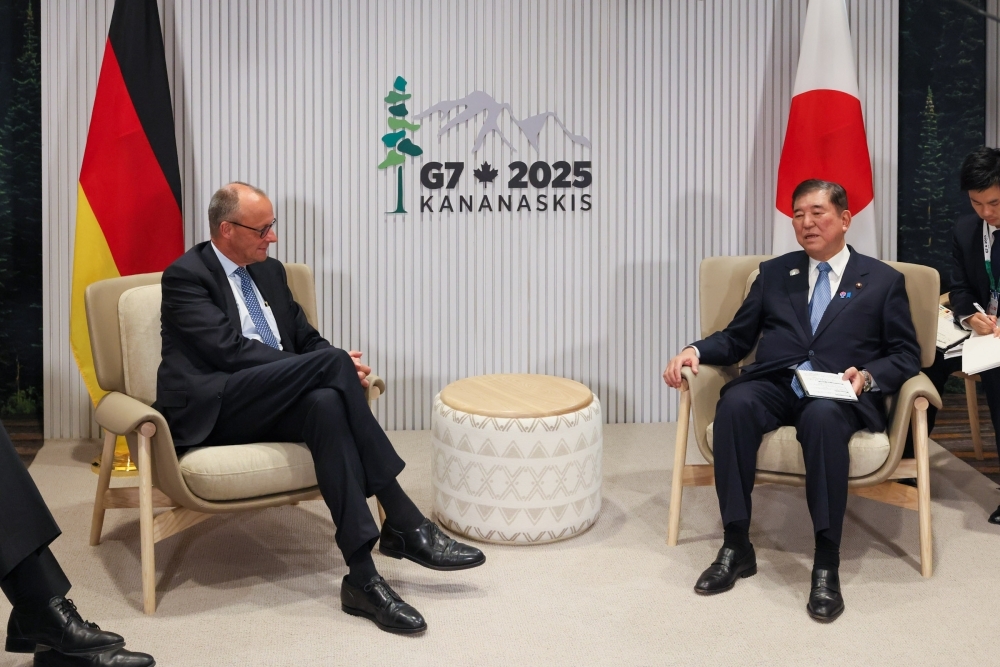 石破総理大臣とメルツ首相の会談の様子
