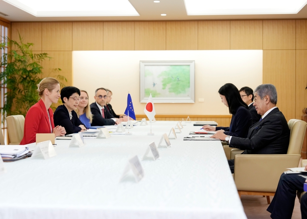 岩屋大臣とカッラス上級代表の会談の様子