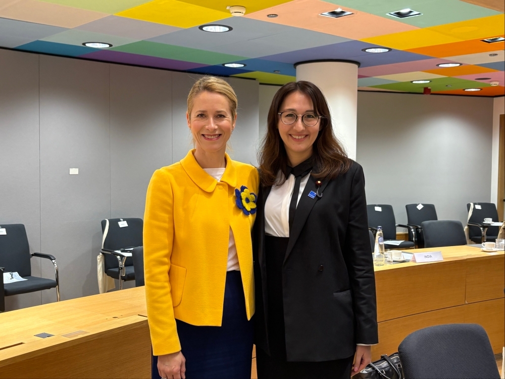 英利政務官とカッラス上級代表の記念撮影