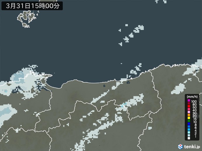 鳥取県の過去の雨雲レーダー(2026年03月31日) – 日本気象協会 tenki.jp 鳥取県の雨雲レーダー(2026年03月31日)