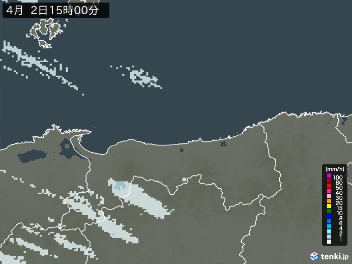 鳥取県の過去の雨雲レーダー(2026年04月02日) – 日本気象協会 tenki.jp 鳥取県の雨雲レーダー(2026年04月02日)