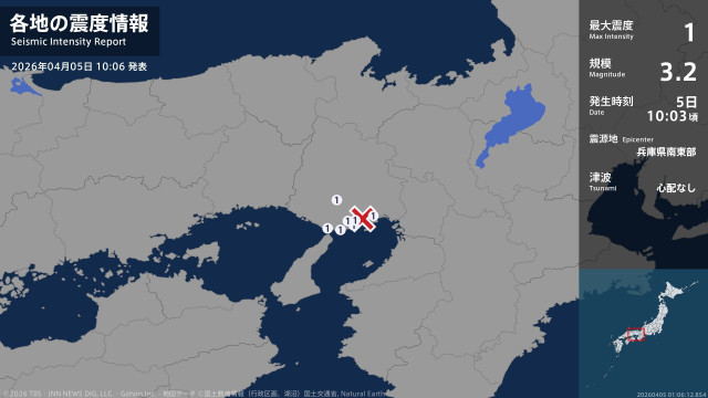 兵庫県で最大震度1の地震 兵庫県・神戸東灘区、神戸兵庫区、神戸長田区、神戸須磨区、神戸垂水区、明石市(TBS NEWS DIG)|dメニューニュース(NTTドコモ) 兵庫県で最大震度1の地震 兵庫県・神戸東灘区、神戸兵庫区、神戸長田区、神戸須磨区、神戸垂水区、明石市