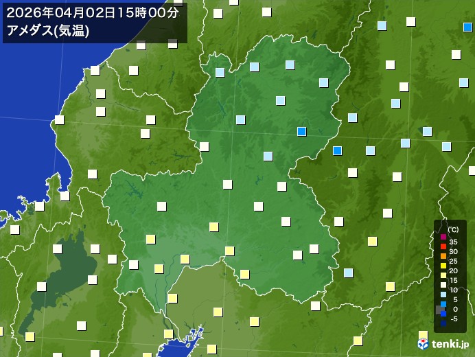 岐阜県の過去のアメダス実況(2026年04月02日)(気温) - 日本気象協会 tenki.jp