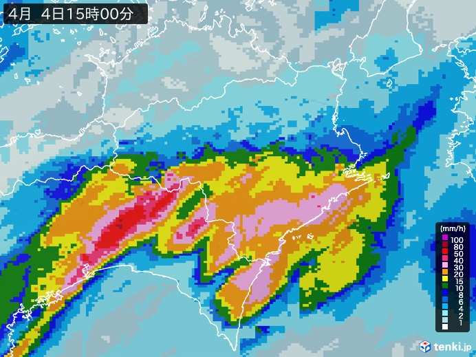 徳島県の過去の雨雲レーダー(2026年04月04日) – 日本気象協会 tenki.jp 徳島県の雨雲レーダー(2026年04月04日)