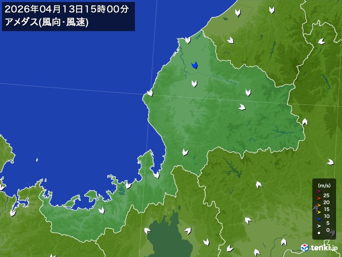 福井県の過去のアメダス実況(2026年04月13日)(風向・風速) - 日本気象協会 tenki.jp