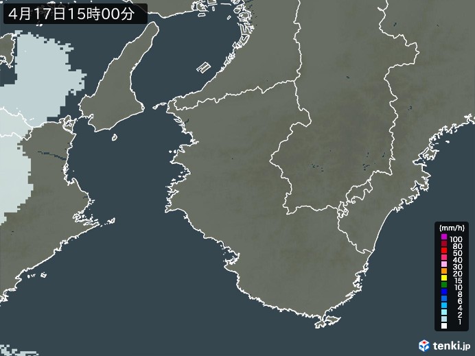 和歌山県の雨雲レーダー(2026年04月17日)