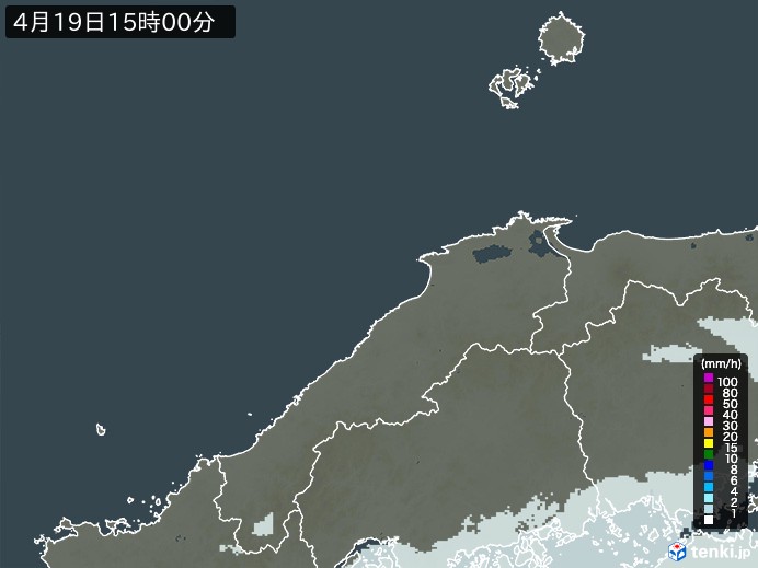 島根県の雨雲レーダー(2026年04月19日)