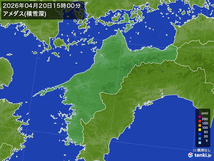 愛媛県の過去のアメダス実況(2026年04月20日)(積雪深) - 日本気象協会 tenki.jp