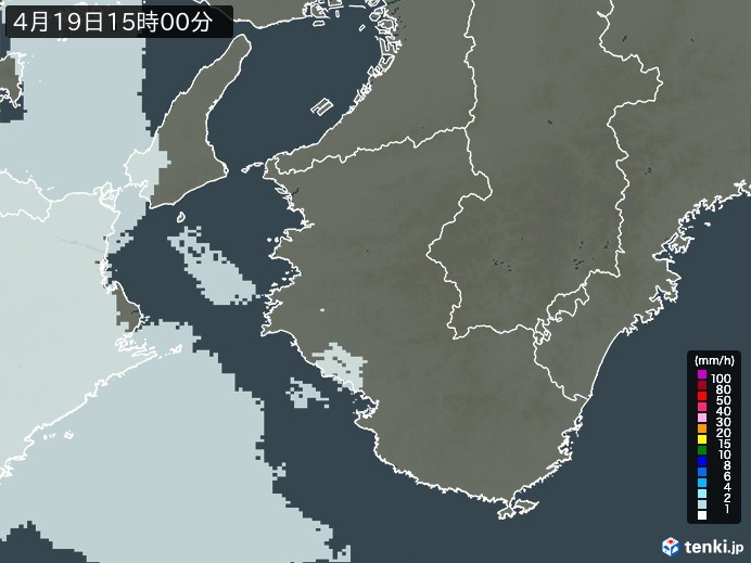 和歌山県の雨雲レーダー(2026年04月19日)