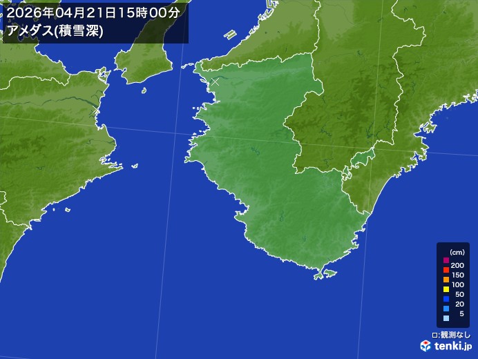 和歌山県の過去のアメダス実況(2026年04月21日)(積雪深) - 日本気象協会 tenki.jp