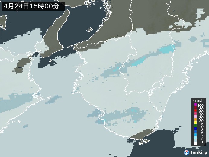 和歌山県の雨雲レーダー(2026年04月24日)