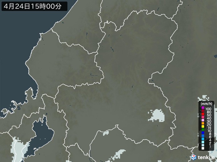 岐阜県の雨雲レーダー(2026年04月24日)