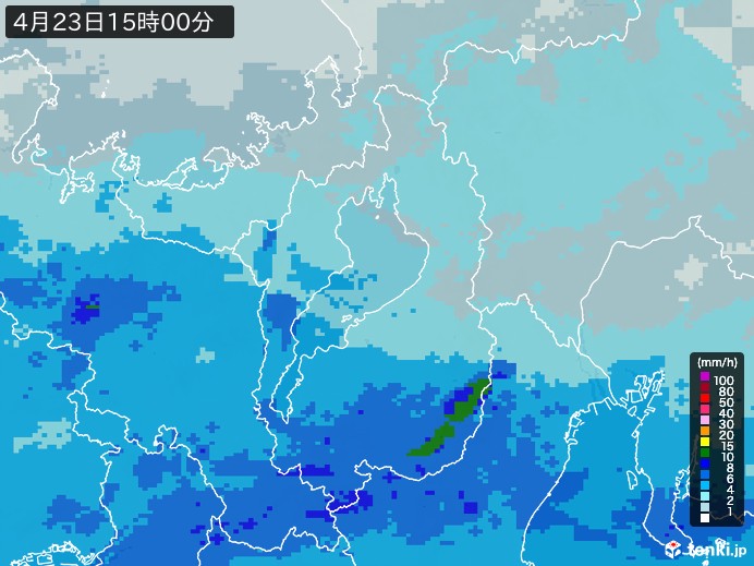 滋賀県の雨雲レーダー(2026年04月23日)