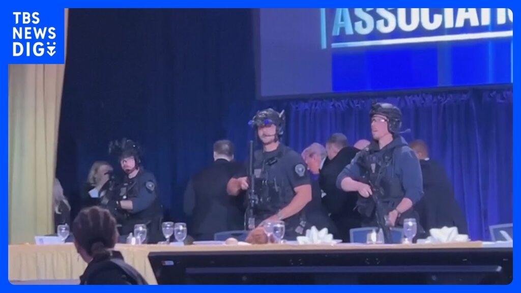 【速報】トランプ大統領出席の夕食会で銃声とみられる複数回の大きな音　トランプ氏は退避し無事　自ら記者会見へ｜TBS NEWS DIG