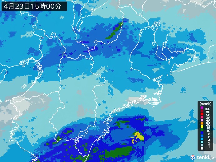 三重県の雨雲レーダー(2026年04月23日)