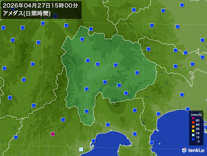 山梨県の過去のアメダス実況(2026年04月27日)(日照時間) - 日本気象協会 tenki.jp