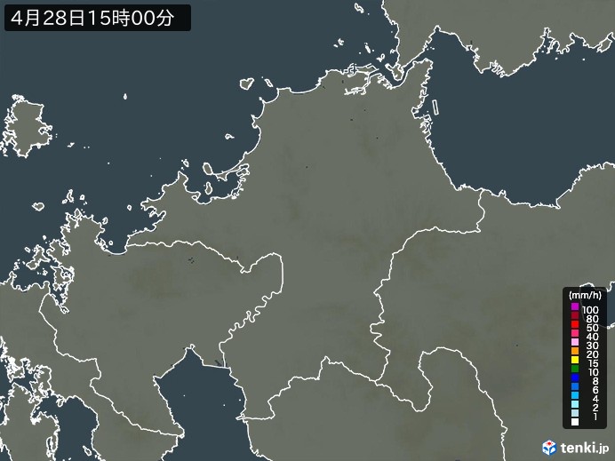 福岡県の雨雲レーダー(2026年04月28日)