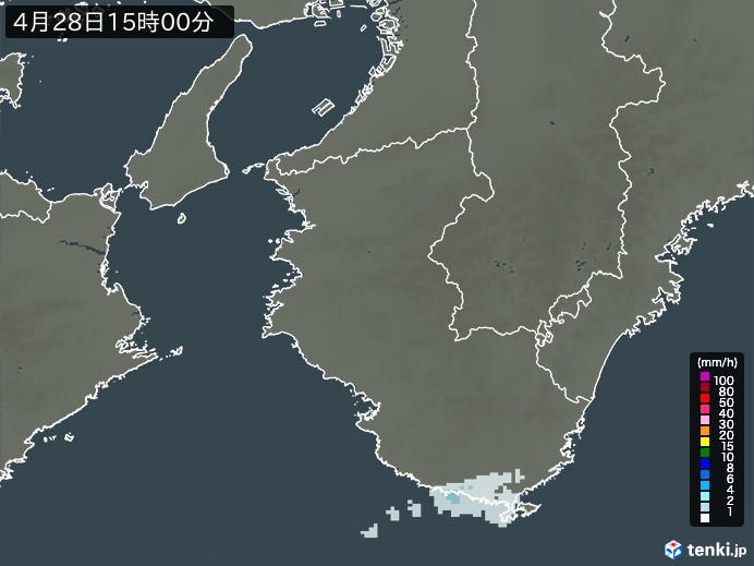 和歌山県の雨雲レーダー(2026年04月28日)