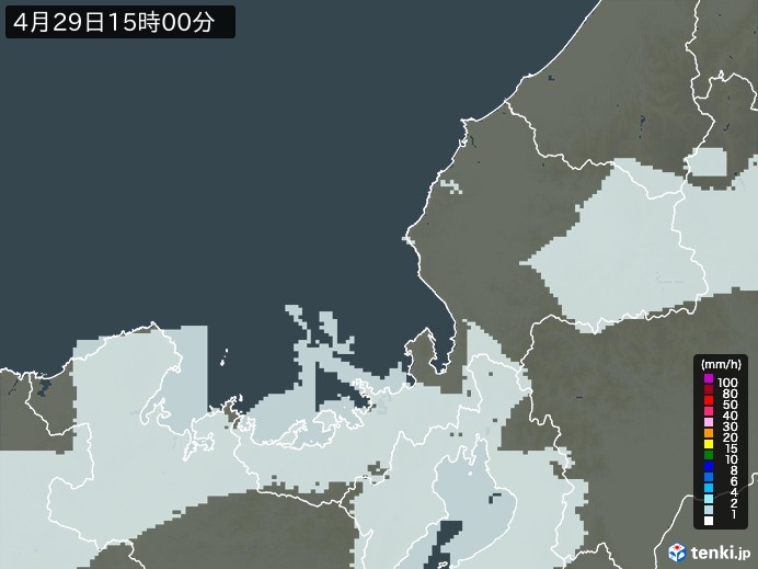 福井県の雨雲レーダー(2026年04月29日)