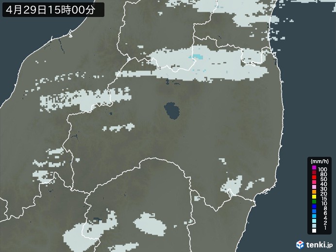 福島県の雨雲レーダー(2026年04月29日)