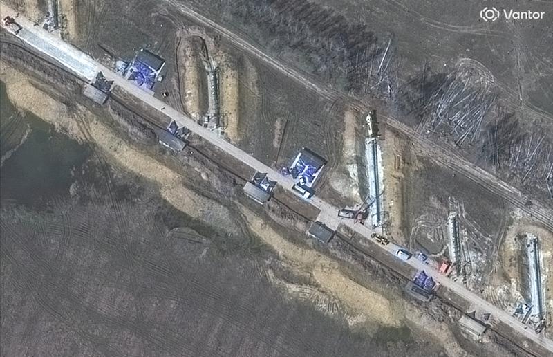 A view of drones and storage sheds at Tsimbulova in April 2026.