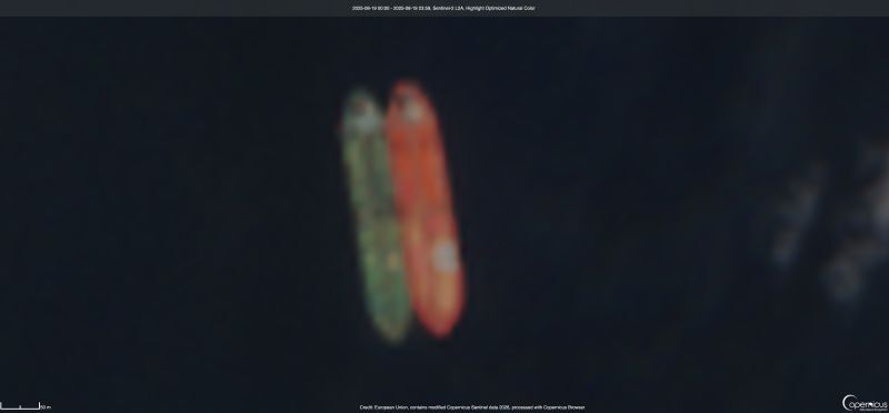 2025年8月にティファニが「マチョ・クイーン」に積み荷の移し替えをしている様子を示しているとされる衛星画像/European Space Agency