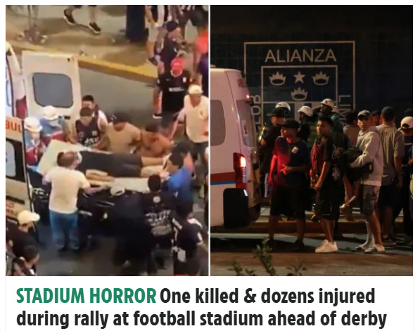 英国「ザ·サン」は4日（現地時間）、「ホームチームのアリアンサ·リマとライバルのウニベルシタリオのダービー試合を控え、アレハンドロ·ビジャヌエバ競技場に数百人のファンが集まり、いわゆる『旗振り行事』を行っていたところ、惨事が起きた」と報道した。 /写真=さらに線引き