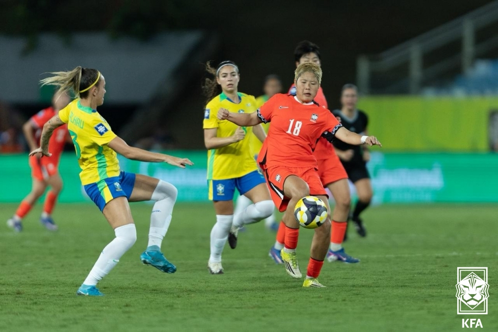 韓国とブラジル代表チームの試合中。/写真=大韓サッカー協会（KFA）提供