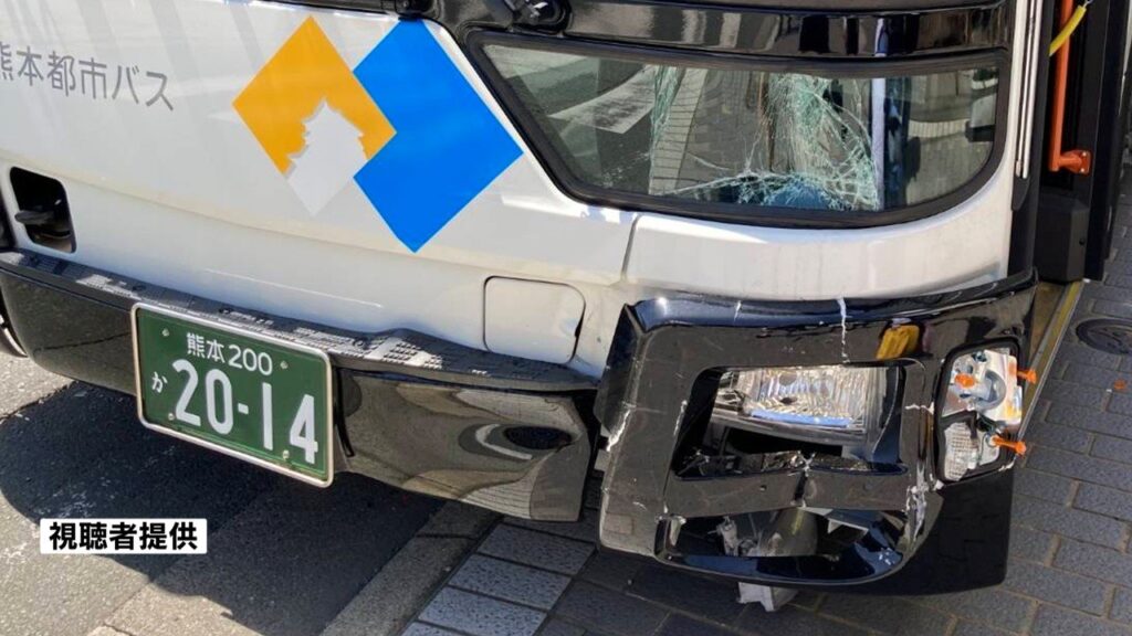 熊本市でバス追突事故 4歳児含む13人が軽傷 信号の変わり目で「前の車が停止線を越えて止まった」（RKK熊本放送） - Yahoo!ニュース