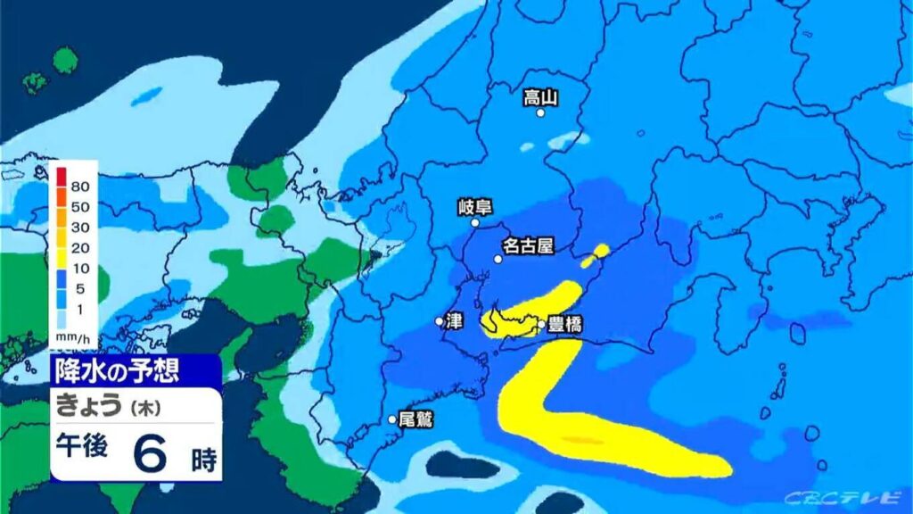 東海地方 夕方にかけて激しい雨の所も…あすは天気回復 日曜日は再び雨予想 愛知・名古屋・岐阜・三重の天気予報（4/23 昼）（CBCテレビ）