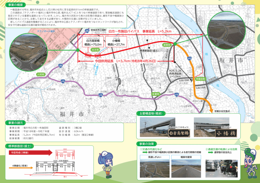 20260428fukui 1024x722 - 国道416号／白方布施田バイパス・福井市白方町～波寄町、約3.7km開通