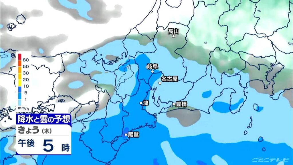東海地方 きょう〜あすまで広く雨 いつどこで降る?最新の雨シミュレーション 愛知・名古屋・岐阜・三重の天気予報（4/30 昼）（CBCテレビ）