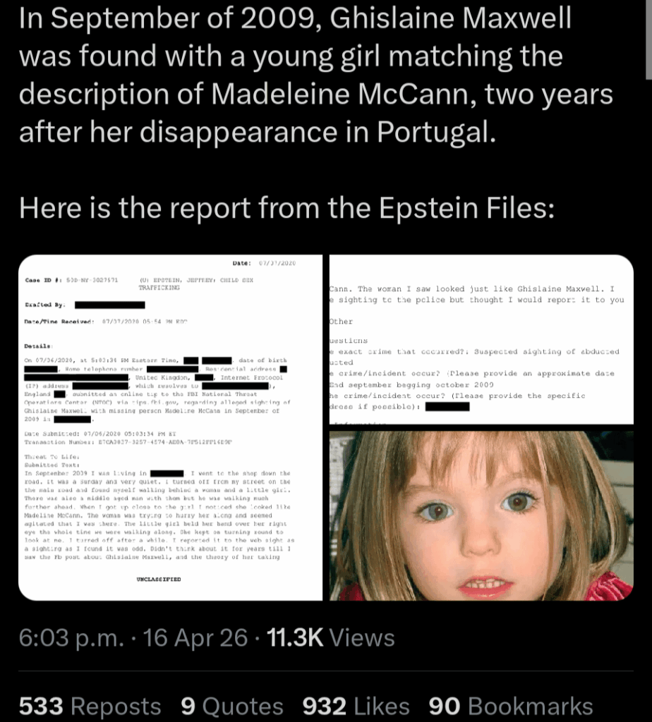 ギレーヌはマデリン・マッキャンを人身売買した