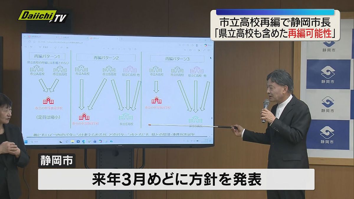 難波静岡市長　市立高校の再編であらためて案を示す 県立高校も含めた考え述べる（静岡）